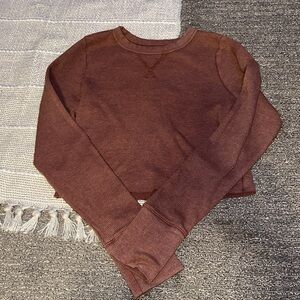 Aerie Women's Waffle Long Sleeve Brown Top